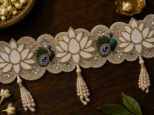 Mayura Raj Pearl Door Toran | Peacock & Lotus Bandhanwar