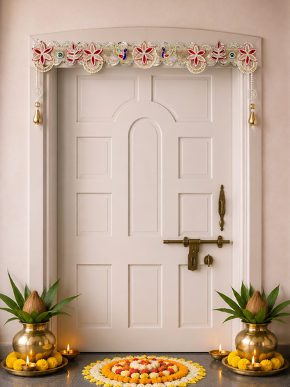Mayura Gulab Pearl Door Toran | Peacock & Floral Bandhanwar
