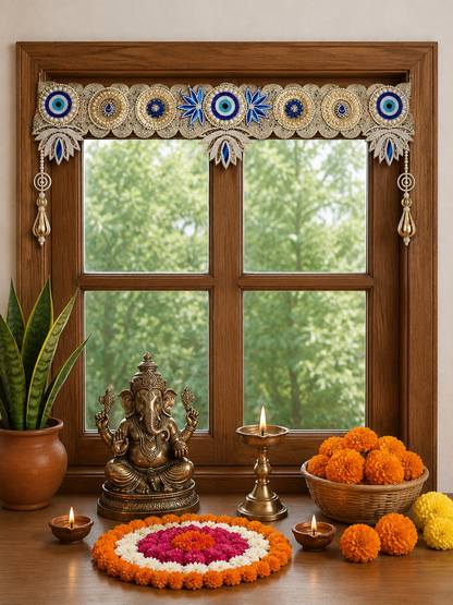Neel-Raj Royal Door Toran | Blue & Gold Festive Bandhanwar