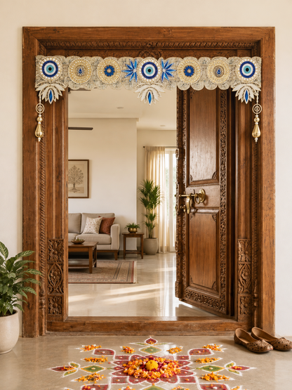 Neel-Raj Royal Door Toran | Blue & Gold Festive Bandhanwar