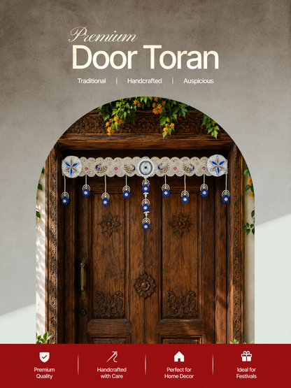 Mayura Neel Pearl Door Toran | Royal Blue Peacock Bandhanwar